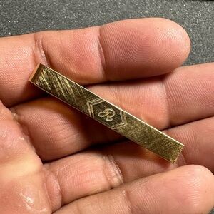Vintage Coronado Mens Gold Tone Tie Bar/Clip Engraved Letter “R” In Box